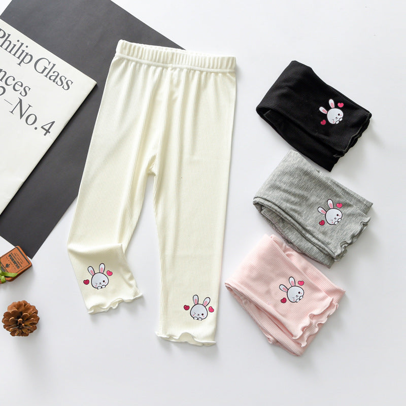 Girls Rabbit Stretch Leggings for Summer
