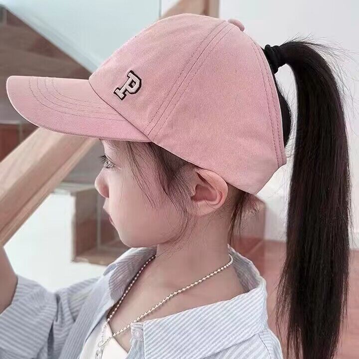 Girls Korean Ponytail Baseball Cap – Open-Top Sun Hat