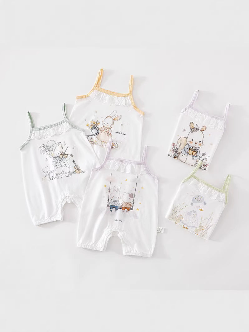 Baby Girls Pure Cotton Sleeveless Summer Romper