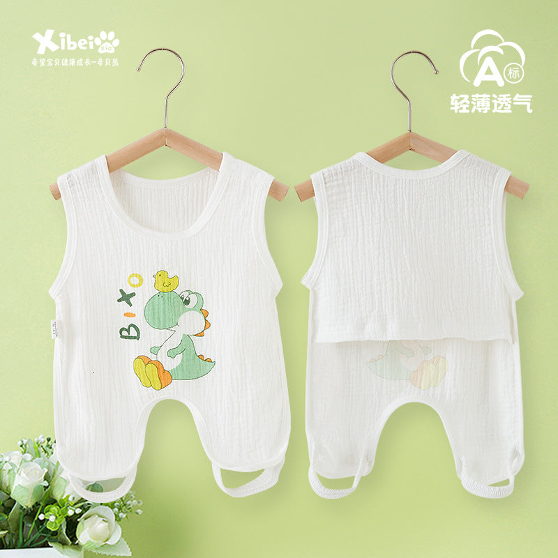 Baby Cotton Gauze Belly Protector Romper – Summer Vest Bodysuit