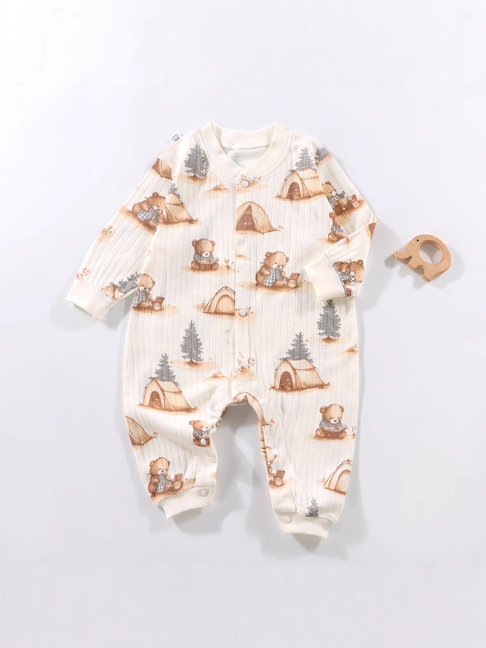 Baby Cotton Long-Sleeve Romper – Spring & Autumn Crawling Suit