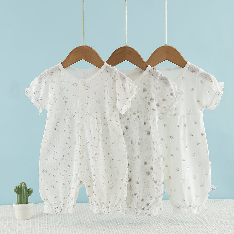 Newborn Baby Girls Princess Romper – Lightweight Summer Jumpsuit