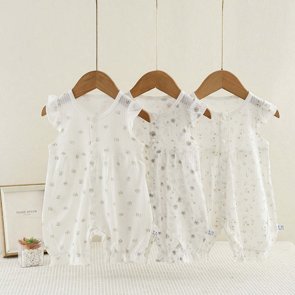Baby Short-Sleeve Cotton Romper – Lightweight Summer Jumpsuit