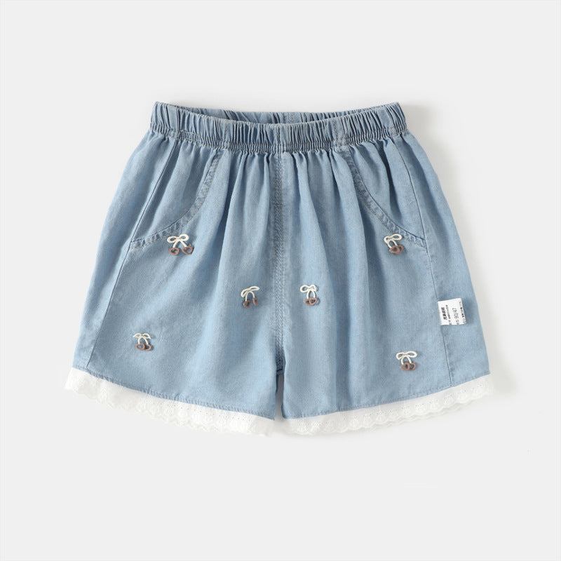 Baby Girls Soft Denim Shorts – Lightweight Summer Casual Pants