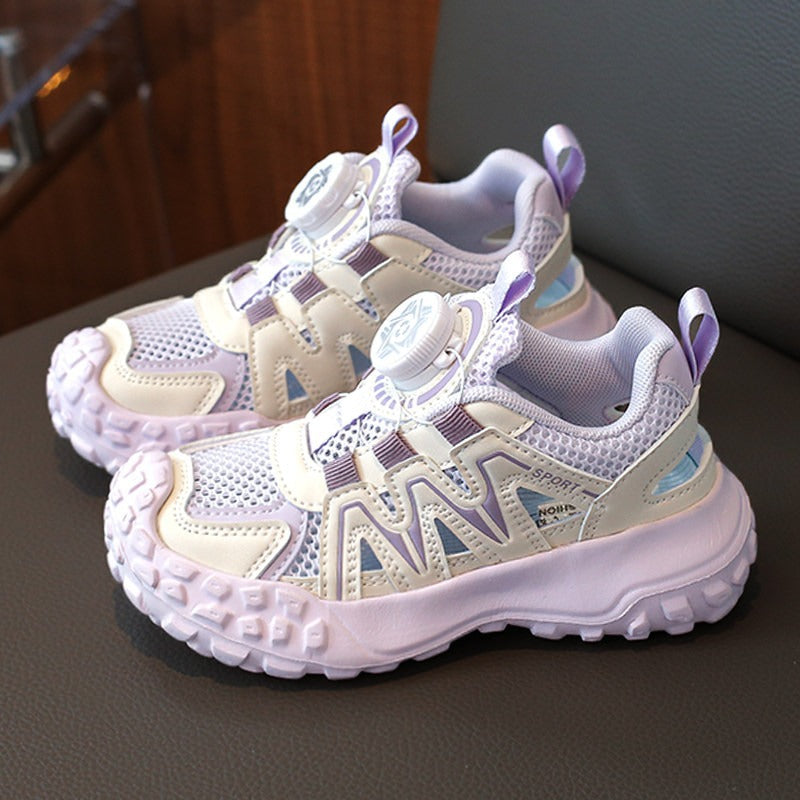 Girls Breathable Mesh Sneakers – Lightweight Chunky Sports Shoes