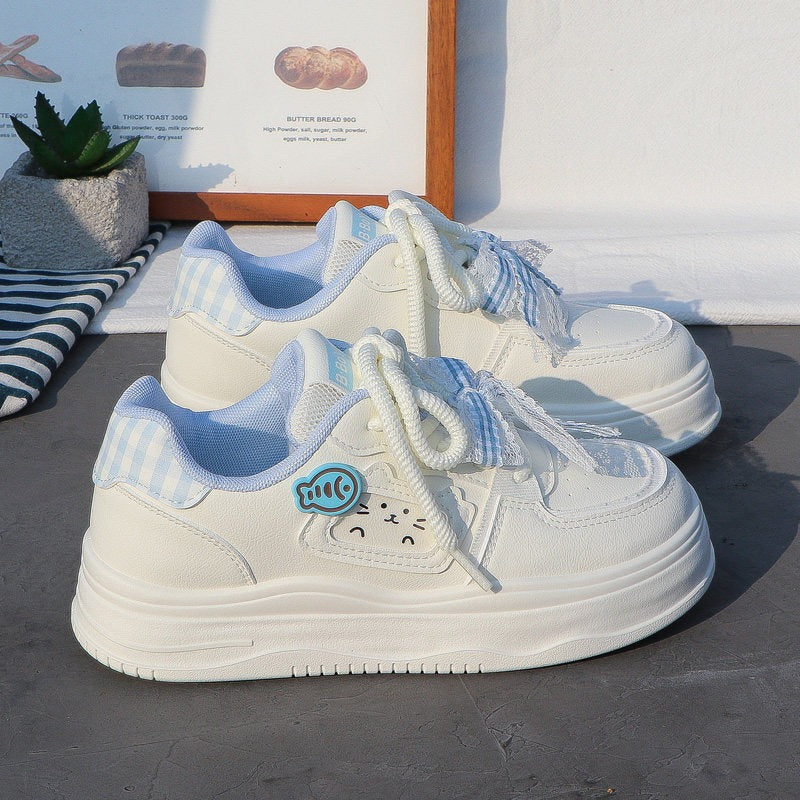 Girls Platform White Sneakers – Casual Fashion Sports Shoes