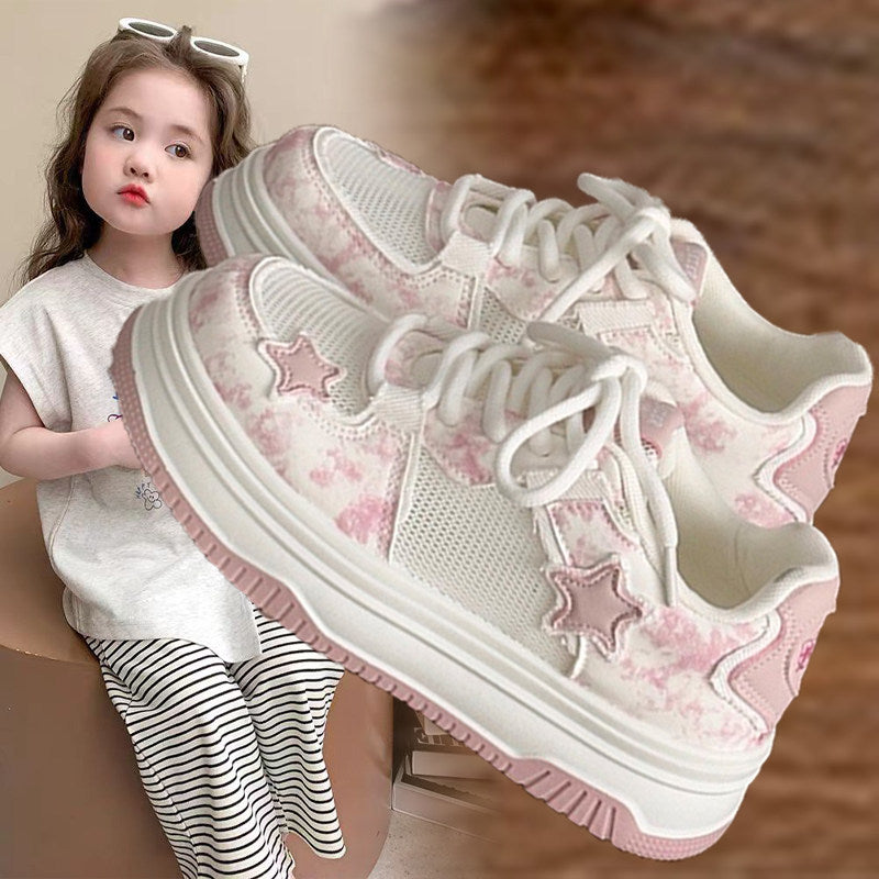 Girls Breathable Mesh Sneakers – Lightweight White Sports Shoes
