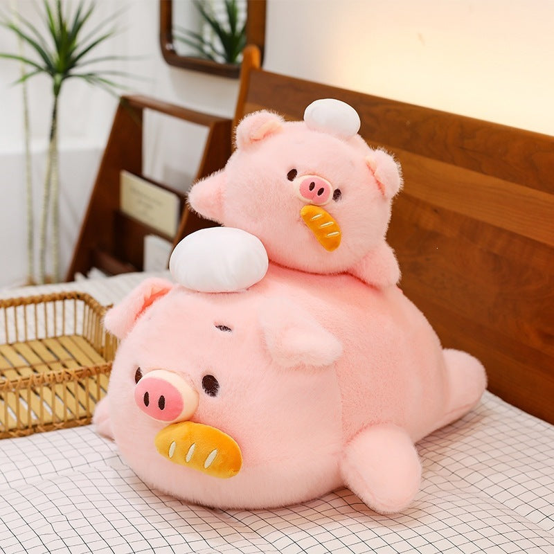 Cute Chef Pig Plush Pillow – Soft Long Stuffed Animal Cushion