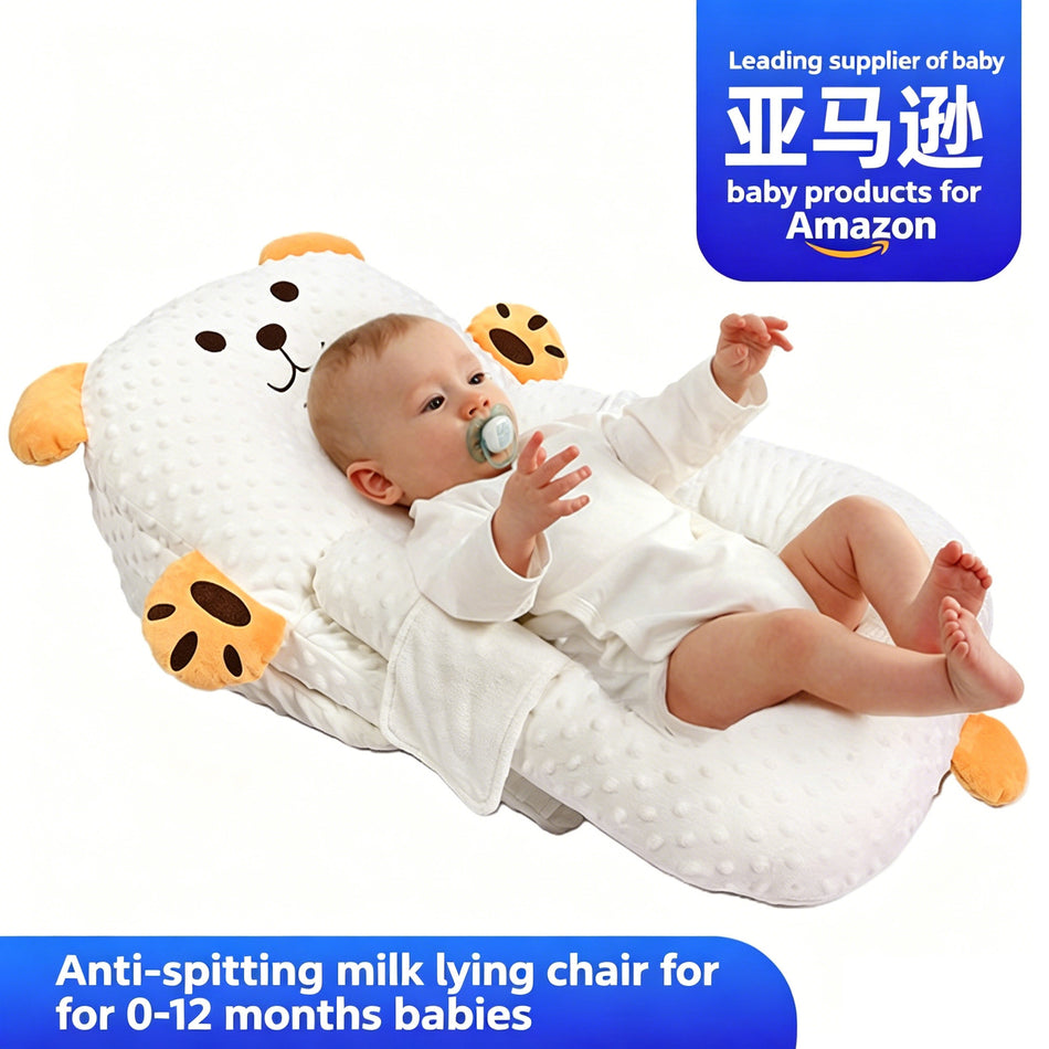 Multi-Functional Baby Anti-Regurgitation Slope Pillow Set (3D Beanie Velvet Incline Wedge & Sleep Positioner for Newborns & Infants)