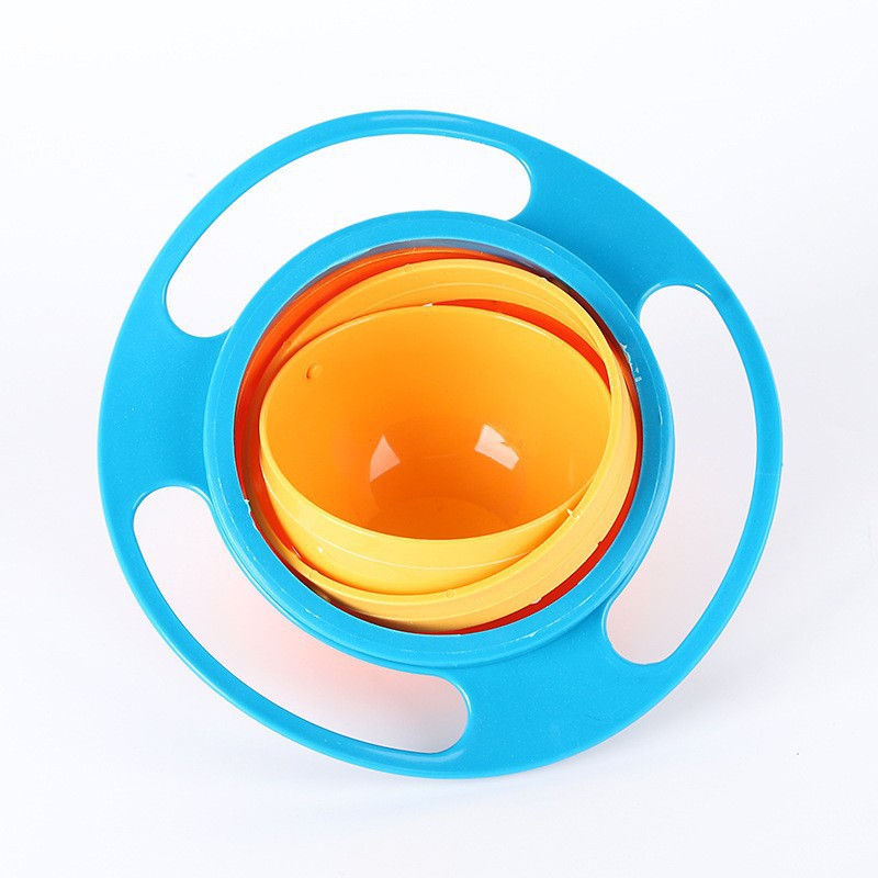 360-Degree Rotating Non-Spill Gyro Plastic Bowl for Adults & Kids (Modern Simple Irregular Design in Red, Blue, Light Green & Light Pink)