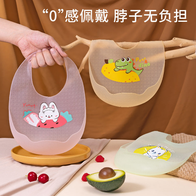 Baby eating bib children's waterproof three-dimensional silicone bib bib baby food supplement bib super soft lightweight disposable