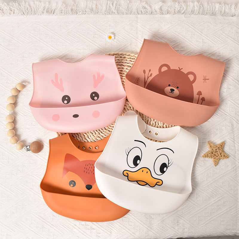 3D Food-Grade Silicone Baby Bib with Large Food Catcher Pocket