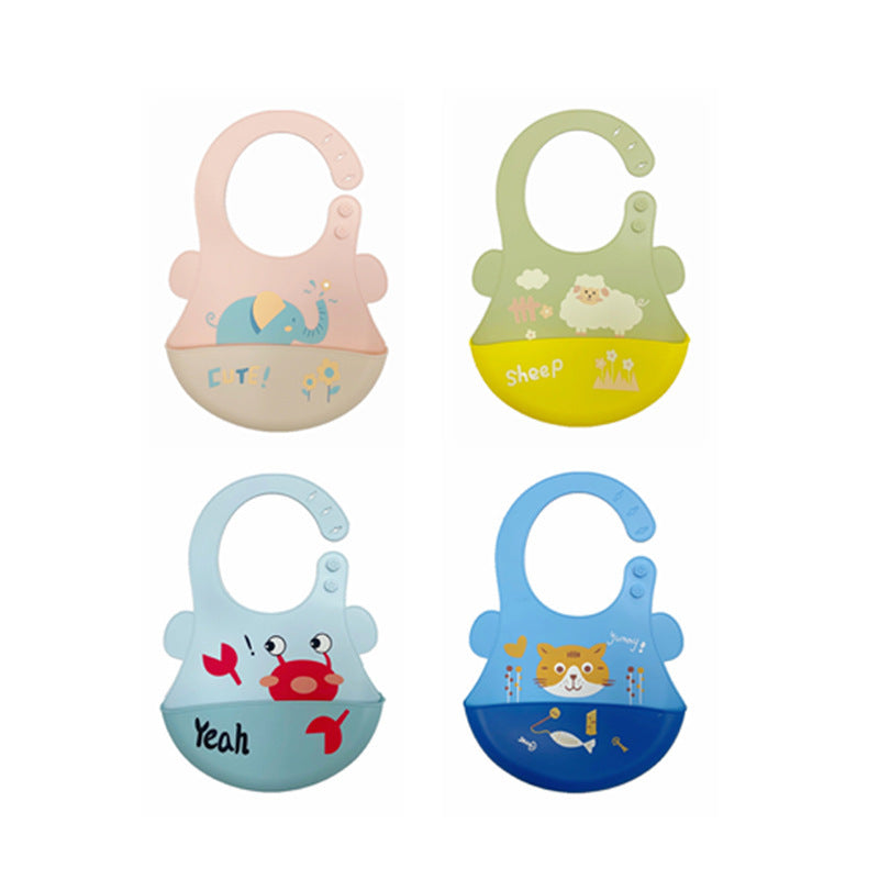 3D Cute Animal Ear & Big Pocket Silicone Baby Bib