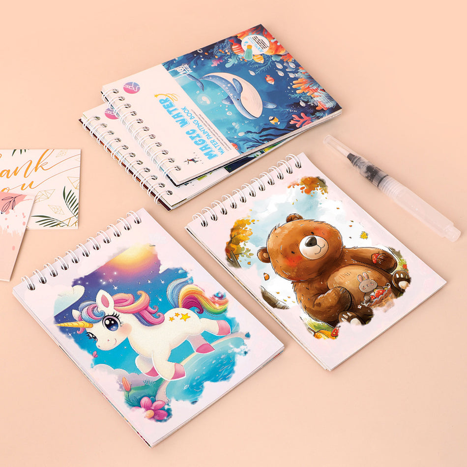 Leap Deer Reusable Magic Water Painting Book in Color Box with Water Pen (Mess-Free Water Reveal Coloring Book for Kids & Teens in Wonderful Ocean, Dream Unicorn & Magic Fairy Tale Themes)