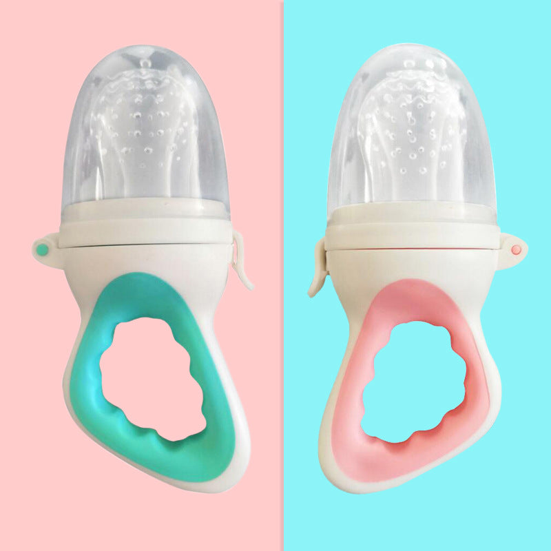 Ao Ming Food Grade Silicone Baby Fruit & Vegetable Feeder Pacifier with Handle (Fresh Food Nibbler & Teething Toy for Infants 0-3 Months in Pink S, M & L Sizes)