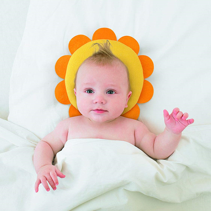 Woofdogs Round 3D Mesh Baby Head Shaping Pillow for Infants 0-2 Years (Anti-Flat Head Corrective Breathable Pillow in White Bear, Radish, Lion, Orange & Mesh Options, 26x18cm)