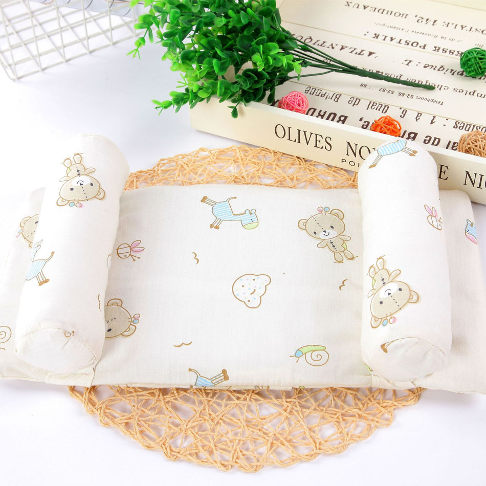 Rectangular Pure Cotton Baby Head Shaping & Neck Support Pillow for Infants & Young Children 0-6 Years (Anti-Flat Head Corrective Cushion with Polyester Fiber Core, 32x18cm & 40x20cm)