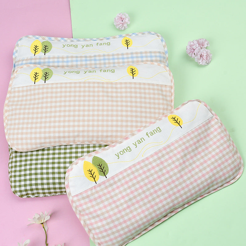 Rectangular Ramie-Cotton Baby Head Shaping Pillow for Newborns & Infants 0-3 Years (Anti-Flat Head Pillow with Buckwheat, Millet, Cassia & Seed Fillers, 20x40cm)