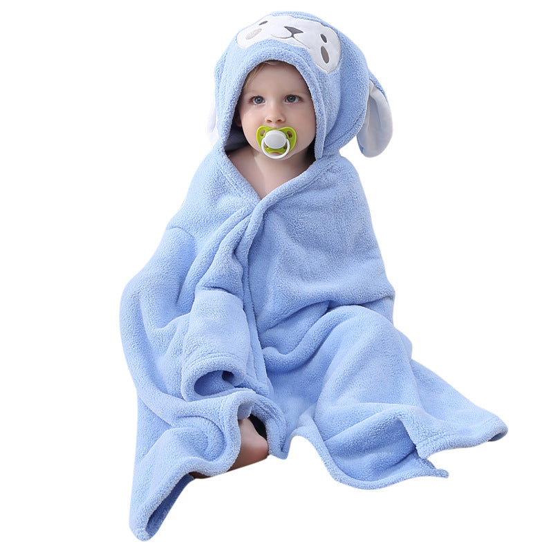 Thickened Coral Fleece Hooded Children's Bath Towel Cape for Babies & Kids (Quick-Dry Absorbent Cartoon Animal Bathrobe Towel Wrap in Multiple Sizes & Colors)