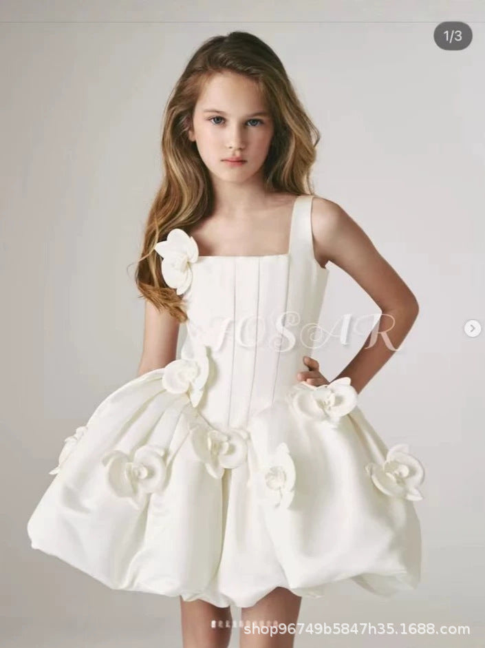 Girls Elegant Princess Party Dress Puff Skirt Occasion Dress