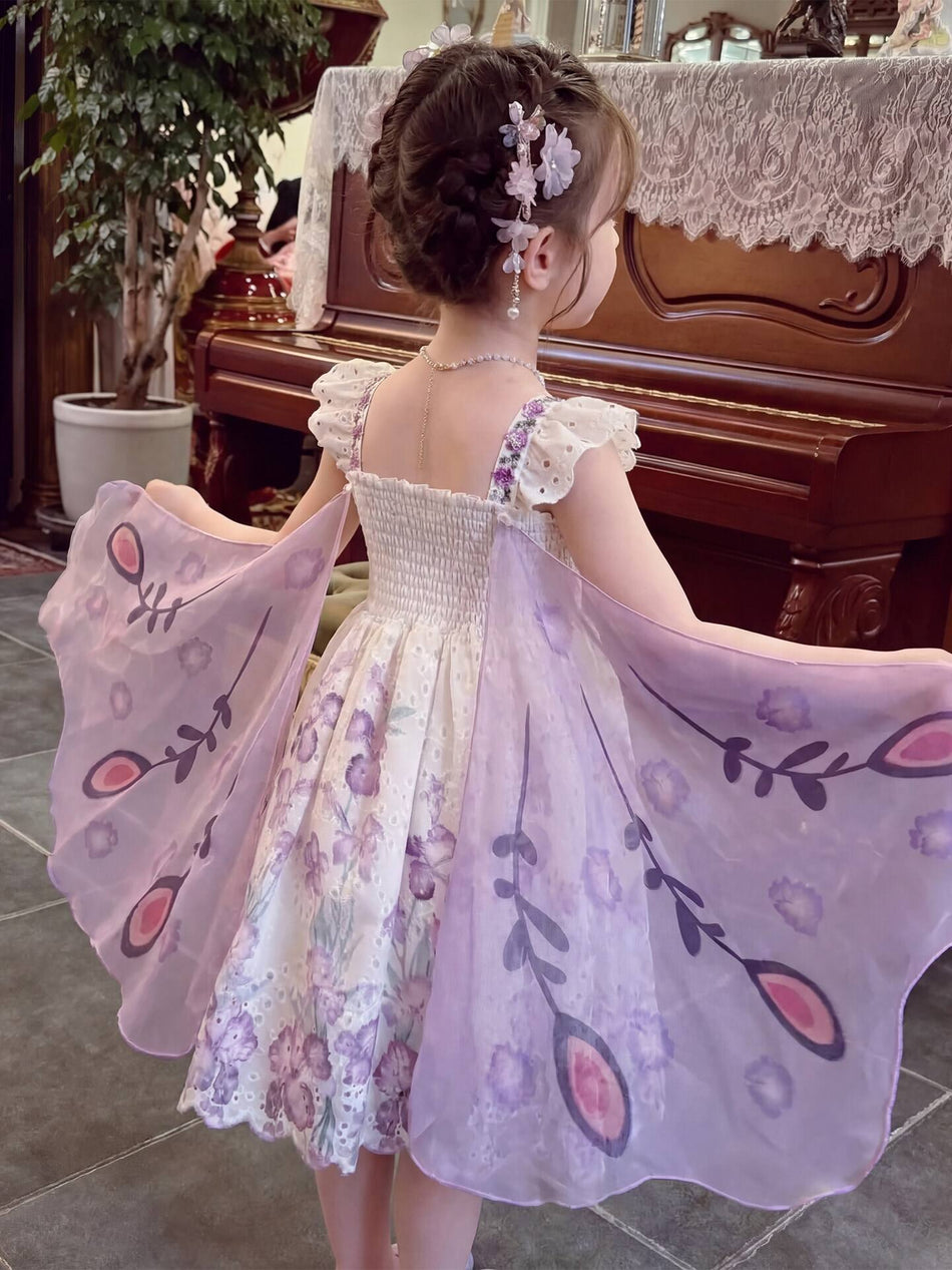 Girls Butterfly Wing Princess Dress Elegant Summer Party Dress