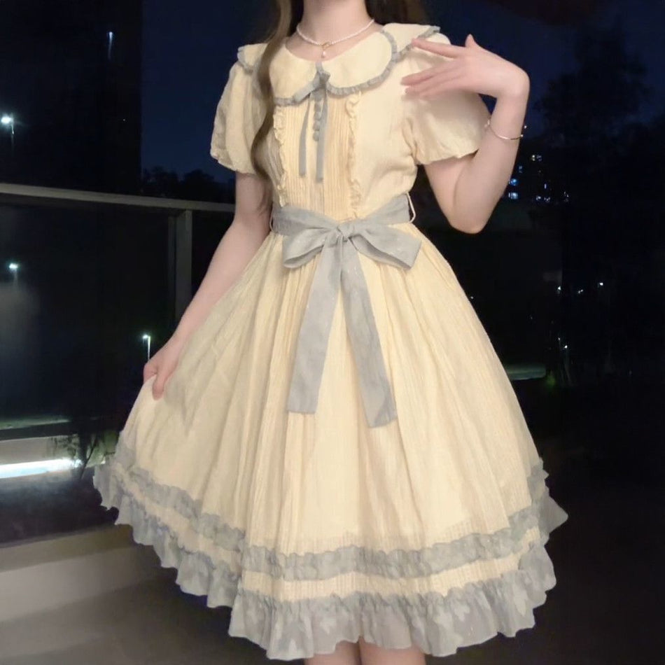 Girls Bow Lace Princess Dress Elegant A-Line Summer Dress
