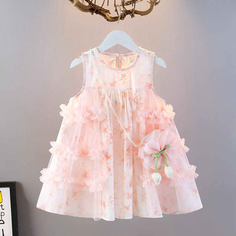 Girls Floral Cotton Blend Sleeveless Princess Summer Dress