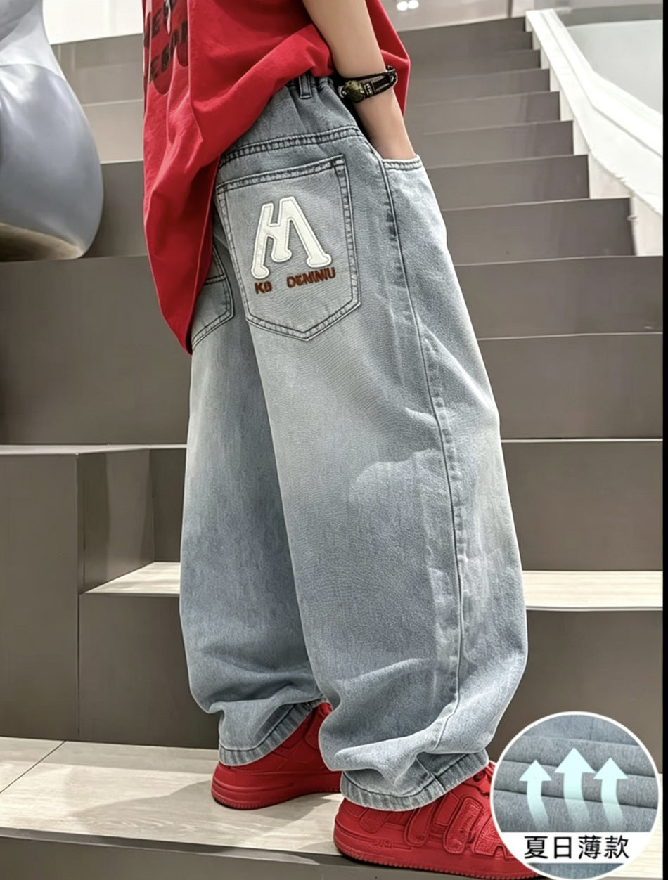 Boys Tencel Loose Harem Pants Breathable Casual Trousers