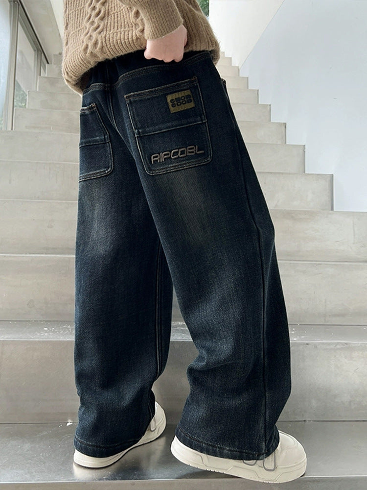 Boys Korean Style Straight Leg Denim Jeans Pants