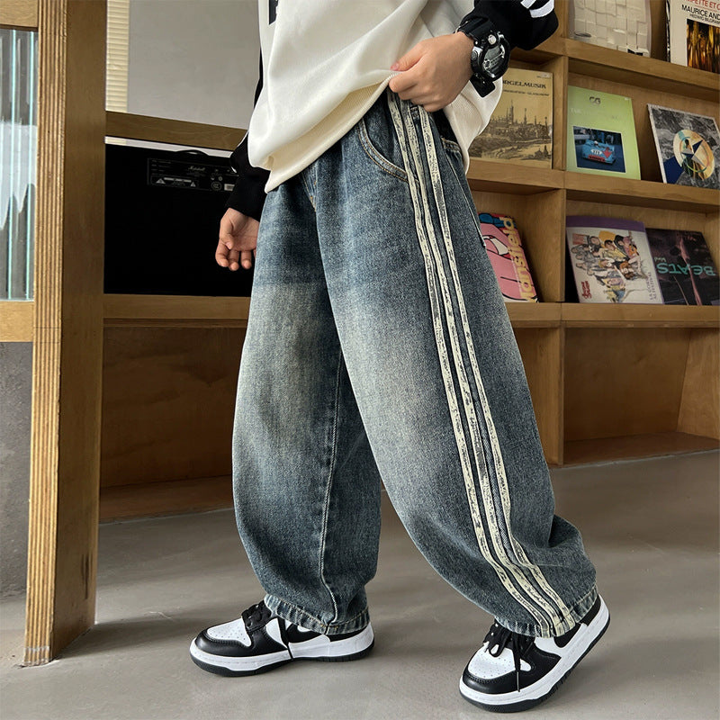 Boys Loose Wide Leg Denim Jeans Casual Pants