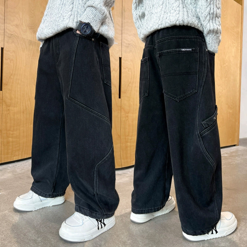 Boys Straight Leg Cotton Denim Street Style Jeans
