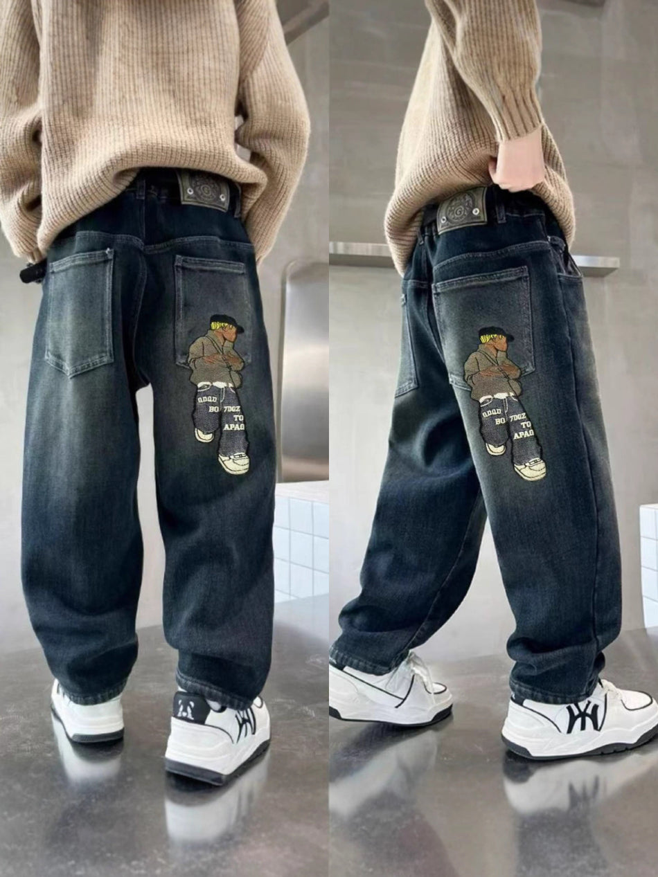 Boys Korean Style Harem Denim Casual Pants Jeans