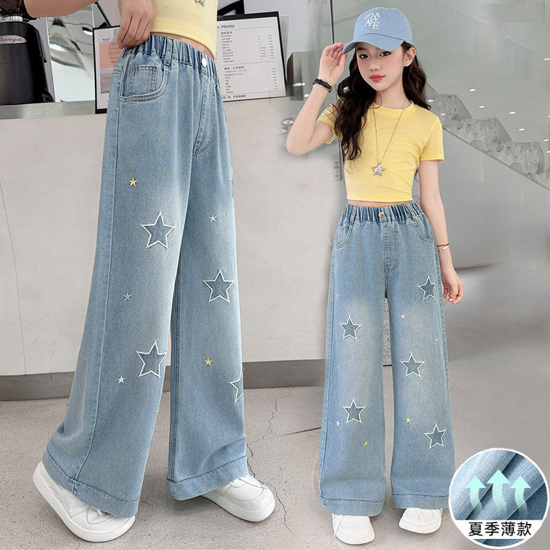 Girls Tencel Denim High Waist Summer Jeans Pants
