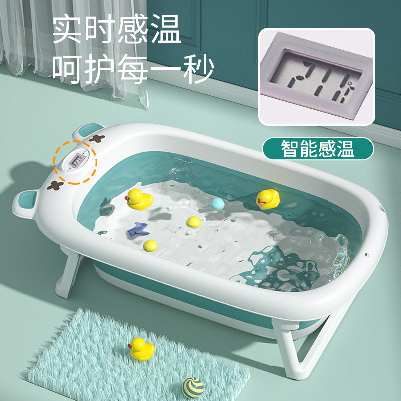 Foldable Baby Bath Tub with Smart Temperature Sensor Display