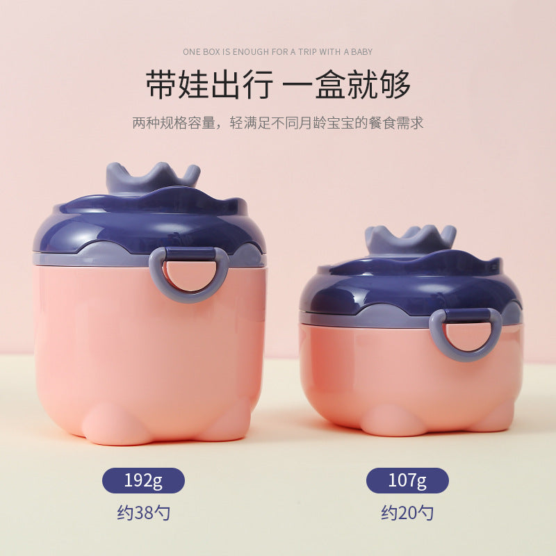 Crown Baby Portable Milk Powder Box (Sealed Formula Storage Tank & Infant Snack Dispenser, Item No. HX1023, Small 107g / 600ml & Large 192g / 1140ml in Yellow-Green & Purple Pink, Logo Customization Available)