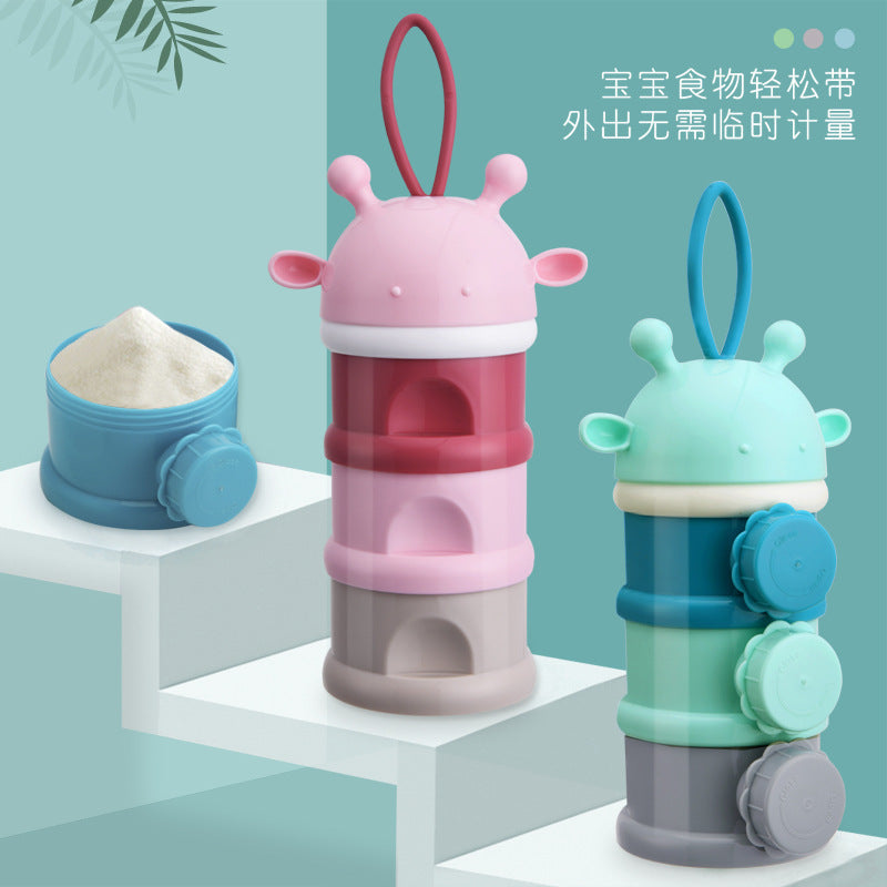 Chunqun 3-Layer Portable Baby Milk Powder Box (Sealed Stackable Formula Dispenser & Infant Rice Cereal Storage Container, Item No. z2022111403, Food-Grade PP Material in Standard & Side-Open Green & Pink Editions, Cross-Border Export Grade)