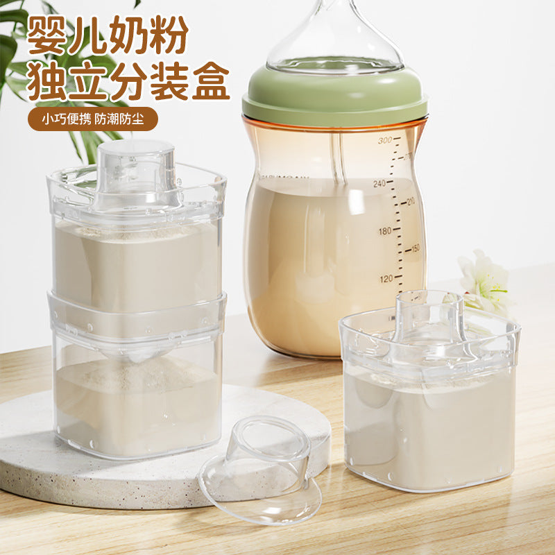 Portable Baby Milk Powder Container System (Sealed Moisture-Proof Formula Storage Tank & Modular Dispensing Bottles, Item No. SN1127/1128, 90ml Capacity Tiers in Transparent & Light-Proof Editions)