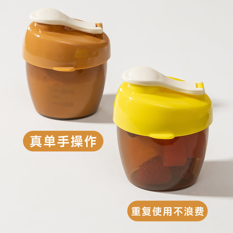 Portable Baby Milk Powder Sub-Packaging Box (Airtight Single-Meal Formula Dispenser & Rice Cereal Compartment Container, Compact Travel Size with Color Box in Coffee Color & Soft Yellow)