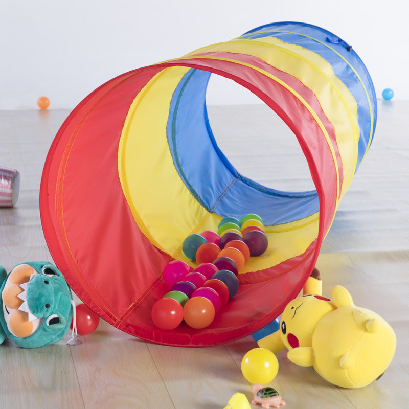 Children Rainbow Crawling Tunnel Tube Early Education Folding Crawling Toy