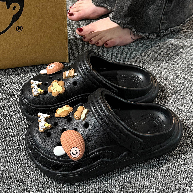 Eleven Steps Small Mushroom Hollow-Out Anti-Slip Parent-Child Clogs