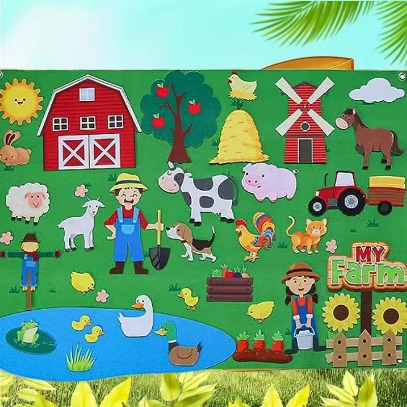 Cross-Border Children's 3D Stereo Felt Story Learning Board