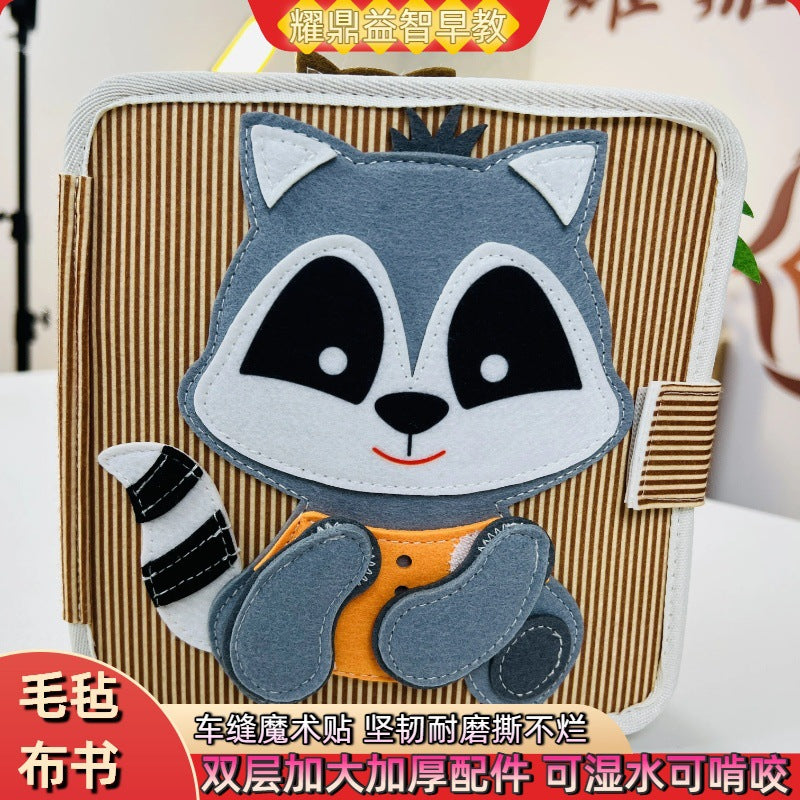 Children's Sewn Felt Little Raccoon Tear-and-Play Montessori Story Cloth Book