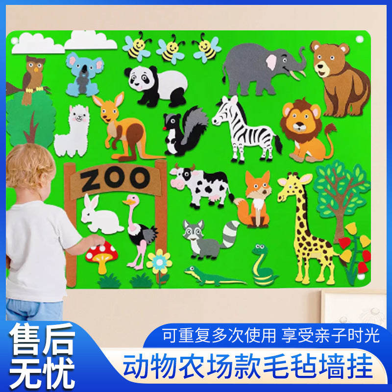 Colorful Felt Animal Story Board Wall-Mounted Children's Interactive Learning Board
