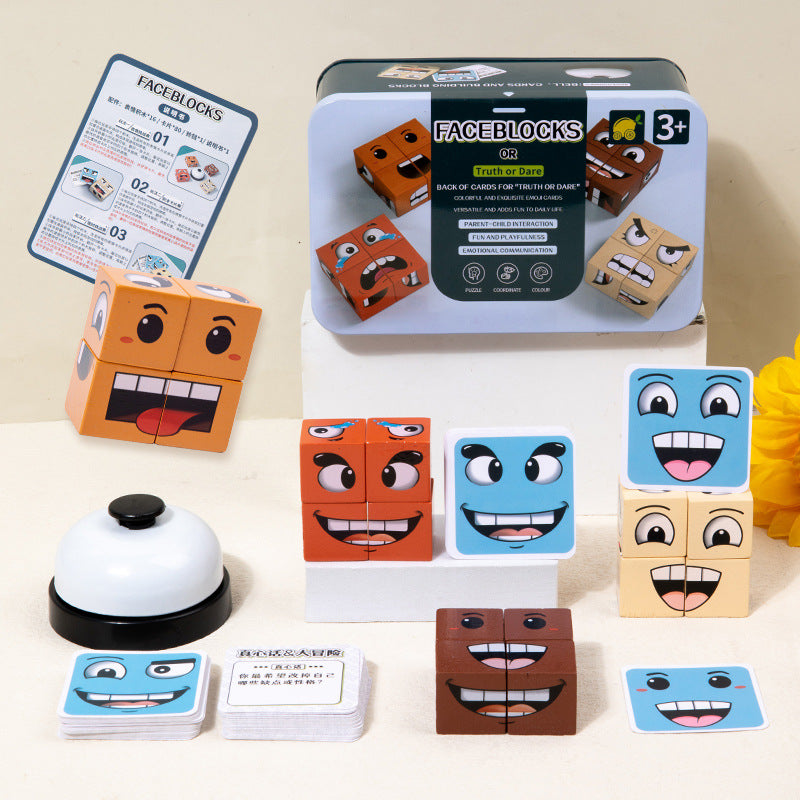 Wooden Face-Changing Puzzle Set with Iron Box