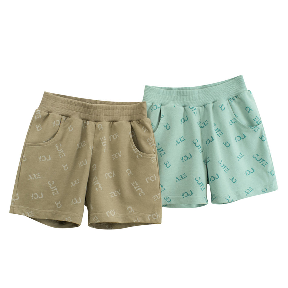 Boys 100% Cotton Letter Printed Medium Shorts
