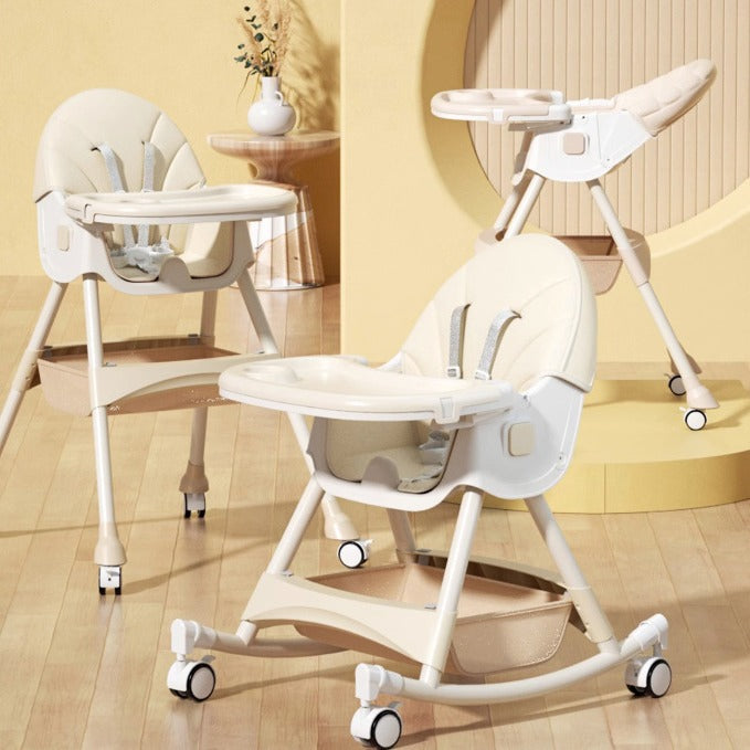 Baby Foldable Baby Dining Chair with Universal Wheels