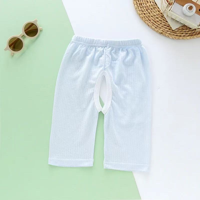 Baby's Bamboo Cotton Breathable Open-Crotch Cropped Pants