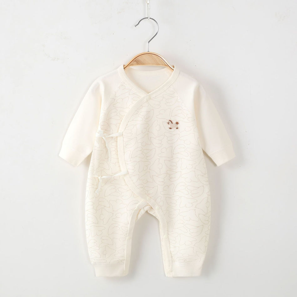Newborn Pure Cotton Side-Breasted Long-Sleeve Romper