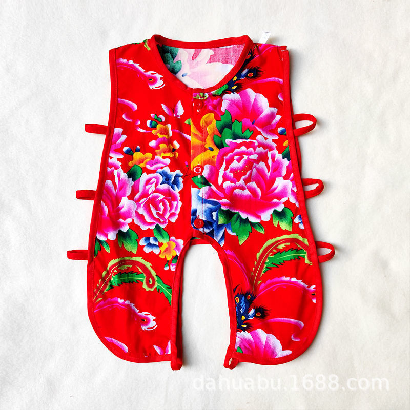 Chinese Style Peony Pipa Baby Summer Sleeveless Jumpsuit