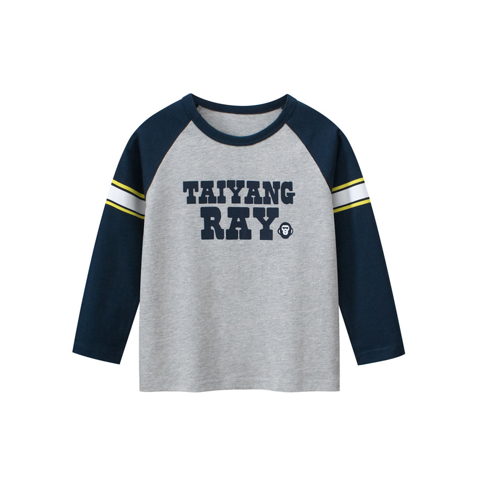 Boys' Cartoon Long-Sleeve Cotton Raglan Top